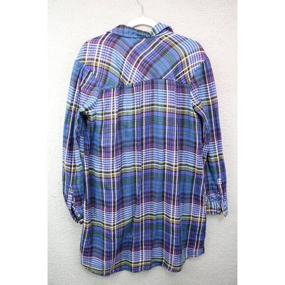 True Craft Gauzy Long Sleeve Plaid Button Up Dress-Size Large-Beaded - Picture 7 of 8